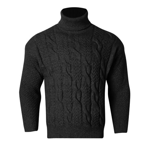 Rollkragenpullover Herren Pullover, Einfarbig Regular Fit Winter Casual Rollkragen Elegant Winterpullover Langarmshirt Fleecepullover Strickpullover Herren Zu Schneefällen von Generic