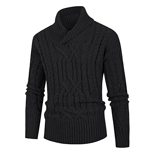 Rollkragenpullover Pullover Herren, Langarm Loose Fit Stehkragen Mode Stretch Stylisch Strickpullover Winterpullover Fleecepullover Pulli Herren Zu Winterlichen Spaziergängen von Generic