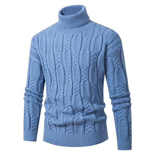 Rollkragenpullover Pullover Herren, Langarm Regular Fit Herbst Freizeit Stretch Basic Winterpullover Langarmshirt Fleecepullover Strickpullover Herren für Kalte Wintertage von Generic