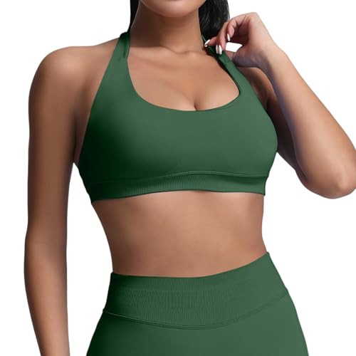 Rückenfrei Bralette Damen ohne Buegel Sport BH Damen Sexy Neckholder Gepolstert Starker Halt Bra mit Gepolstert Push up Seamless Crop Top Unterstützung Unterwäsche BHS Bustier für Fitness Yoga von Generic