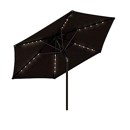 Runder Sonnenschirm mit gebogenem Schirmmast, LED-Hof-Sonnenschirm ohne Sockel, Solar-Lichtschirm, tragbarer Markt-Esstisch-Sonnenschirm für Strandgarten von Generic