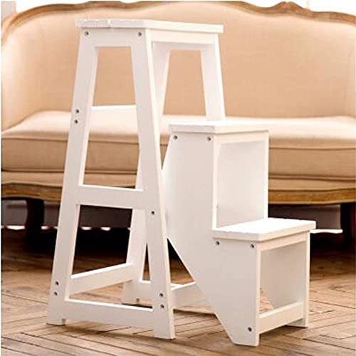 SGNJDKA Dreistöckiges Stiefleiter-Hocker-Haushaltsleiter Multi-Layer-Aufbewahrungsleiter zweistöckiger Stufe Stuhl H77CM Stiefstuhl (Farbe: (weiß) von Generic