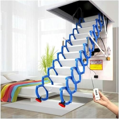 SGNJDKA Konzertina Loft Ladder Legierung Zugang Leiter Fernbedienung Deckenklappleiter verlängerte Treppe Telescopic Pull Down Dachboden Leiter*1PC von Generic
