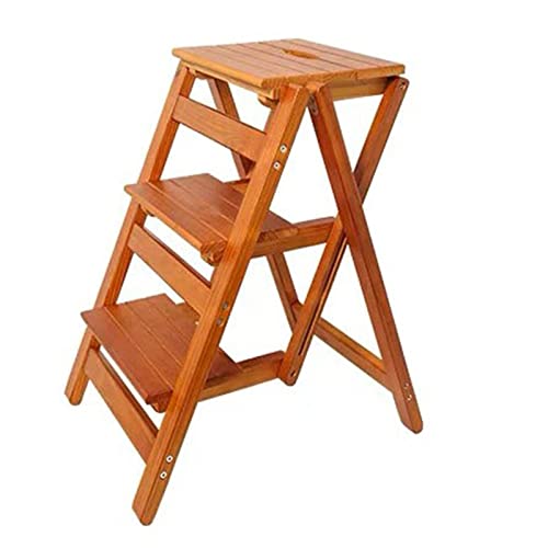 SGNJDKA Stiefhocker, 3 Stufen Haushalt Multifunktional Leitern Stuhl Klappbibliothek Stiefenständer Ständer/Brown von Generic