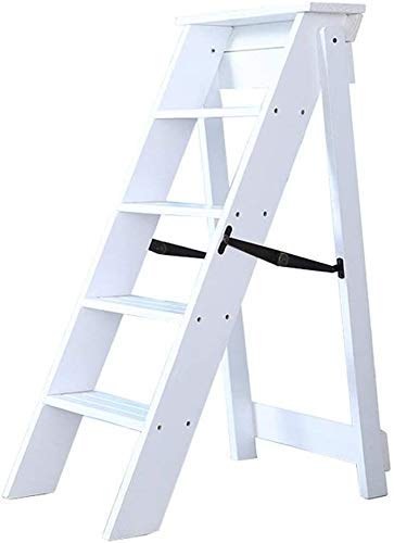 SGNJDKA Stiefhocker Massivholzhocker Multifunktionsschrittstuhl Stuhl mit 5 Stufen für den Heimstuhl (Farbe: (weiß) von Generic