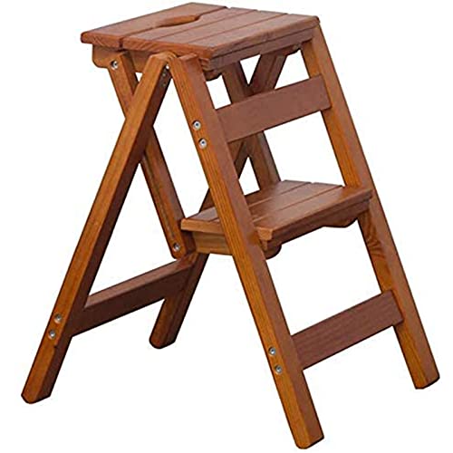 SGNJDKA Treppe Multi funktionales Falten Fester Holzleiter Stuhl Haushalthocker Stufe Faltbare Stiefe/Braun von Generic