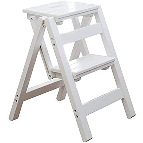 SGNJDKA Treppe Multi funktionales Faltungsfalt Massivholz Leiter Stuhl Stiefelhocker Haushalthocker Stufe Faltbare Stiefe/Weiß von Generic