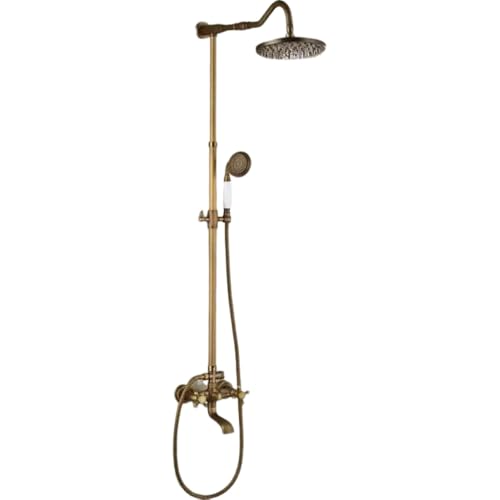SLOPSS Duschsets für Badezimmer Luxus Niederschlag Duschmischer Wasserhahn im Wandbad Duschset Niederschlag 8 Zoll Duschkopf Badewanne Duschmischer mit Handschuhe Duscharmatur a von Generic