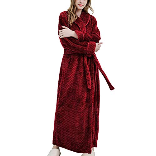 SLOPSS Frauen Winter Fleece -Dressing -Kleid Langarm Paar Loser Gürtel Pyjama Bademantel von Generic