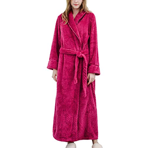 SLOPSS Frauen Winter Fleece -Dressing -Kleid Langarm Paar Loser Gürtel Pyjama Bademantel von Generic