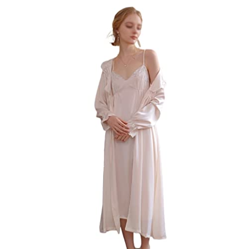 SLOPSS Pyjama -Kleid mit großem Revers und Hosentender Ice Seide Zwei Stücke zum Zuhausekleidung von Generic