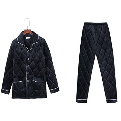 SLOPSS Pyjamas Winter warm und samtig Gesteppte Jacke Herbst und Winter Dreischichtig eingedickter Flanellwinteranzug von Generic