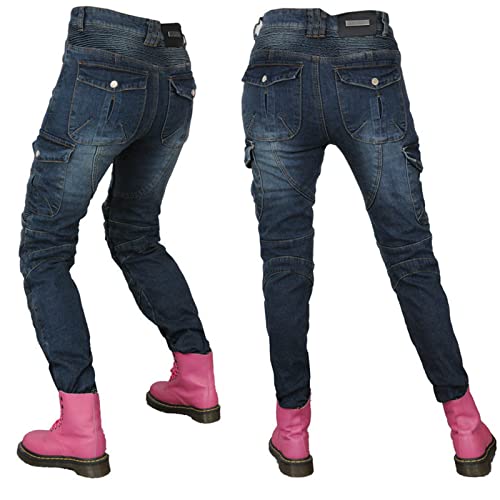 SLOPSS Womens Motorcycle Trousers,Ladies Fleece Motorbike Protective Pants Windproof Armoured Riding Motocross Stretch Racing Pants with 4 Removable Armour von Generic