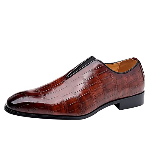 Schuhe im klassischen Stil für Herren zum Hineinschlüpfen aus PU- mit niedriger Gummisohle und Blockabsatz Snowboard Schuhe Herren 42 (Brown, 43) von Generic