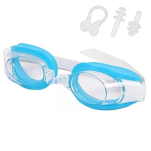 Schwimmbrille Schwimmbrille Nebelbrille Set UV-Schutz Breite Nase mit Ohrstöpsel Brillenclip Verstellbare Adluts von Generic