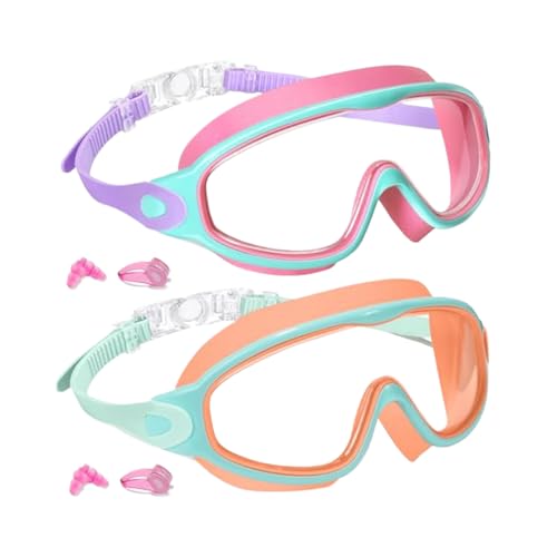 Schwimmbrille | Schwimmbrille mit breitem Sichtfeld für Kinder, beschlagfrei, mit Nasenklammer und UV-Schutz für Kinder am , Pool, Sommer von Generic
