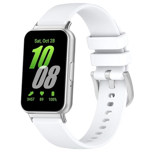 Silikon Armband für Samsung Galaxy Fit 3, Weiches Silikon Ersatzarmband Uhrenarmband Sportarmband für Damen Herren (Weiß) von Generic