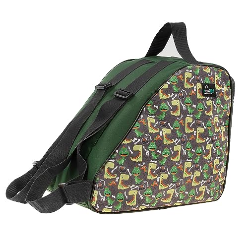 Skatebag Inliner-Tasche Rollschuhetasche Schlittschuhtasche mit Henkeln Reisverschluss & verstellbarem Rucksack-Schultergurte für Kinder und Erwachsene (Dino) von Generic