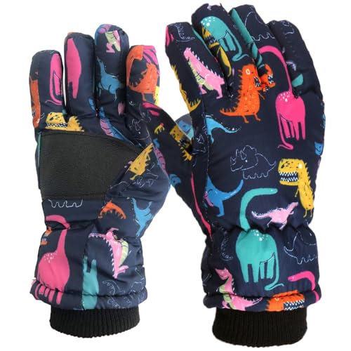 Skihandschuhe für Kinder, Warme Winterhandschuhe, Winddichte Verdickt Handschuhe für Laufen Skifahren Wandern Snowboard (Marineblau,L（7-12 Jahre）) von Generic