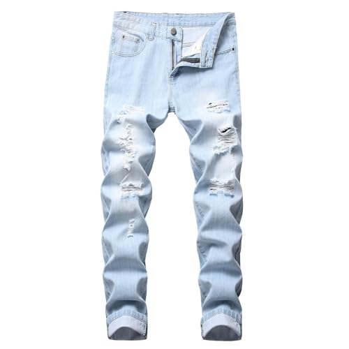 Slim Fit Hosen Herren Stretch Ripped Jeans, Loose Fit Jeanshosen Gerader Schnitt Outdoorhose Streetwear Mode Arbeitsjeans Skateboard Pants Distressed Schlupfhose Herren Zu Einem Spaziergang Im Park Slim Fit Hosen Herren Stretch Ripped Jeans, Loose Fit Jeanshosen Gerader Schnitt Outdoorhose Streetwear Mode Arbeitsjeans Skateboard Pants Distressed Schlupfhose Herren Zu Einem Spaziergang Im Park von Generic