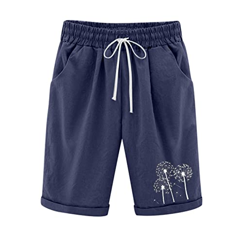 Sport Kurze Hose Damen Sommer, Bermuda Shorts Damen Knielang Sporthose Große Größen Jogginghose Baggy Mit Taschen Stoffhose Elegant Musselin Yogahose Leinen Sport Shorts Damen Mit Gummizug von Generic