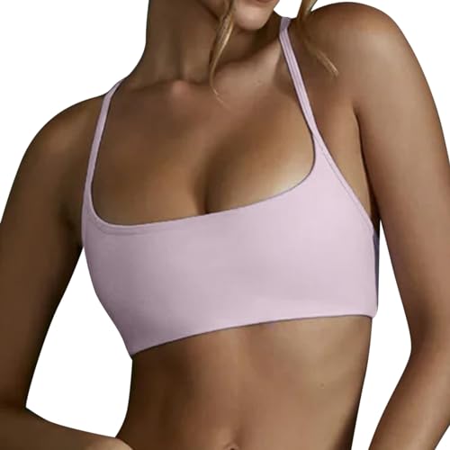 Sports BHS Damen Rückenfrei Sport BH Damen Starker Halt Spaghettiträger Bralette mit Cross Back Abnehmbaren Gepolstert Bra Atmungsaktiv Unterwäsche Yoga Tops Seamless Bustier für Lauf Fitness von Generic