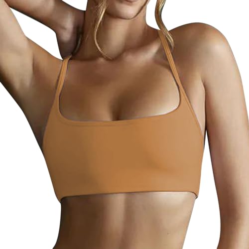 Sports BHS Damen Rückenfrei Sport BH Damen Starker Halt Spaghettiträger Bralette mit Cross Back Abnehmbaren Gepolstert Bra Atmungsaktiv Unterwäsche Yoga Tops Seamless Bustier für Lauf Fitness von Generic