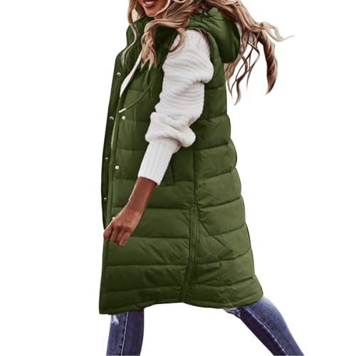 Steppweste Damen Ärmellose Steppweste, Lang Große Größen Gilet, Winter Mit Reißverschluss Longweste, Herbst Ohne Ärmel Jacken Warme Freizeit Steppjacke Strickweste Kurz Übergangsjacke Leicht Jacke von Generic