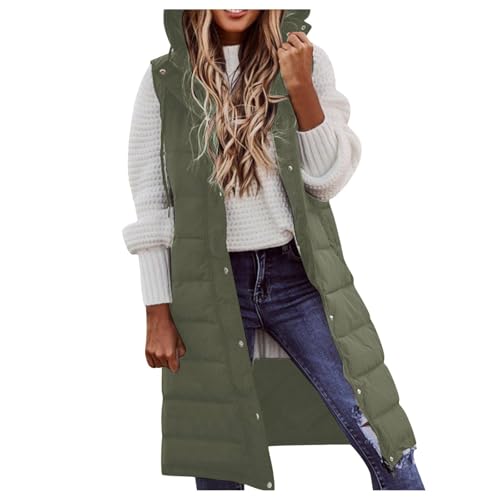 Steppweste Damen Outdoor Steppweste, Warme Ärmellose Weste, Freizeit Mit Reißverschluss Longweste, Elegant Ohne Ärmel Winterjacke Kurz Leicht Daunenweste Jacken Lang Strickweste Herbst Jacke von Generic