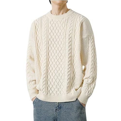Strickpullover Herren Pullover Rundhals, Langarm Slim Fit Herbst Mode Stretch Basic Fleecepullover Winterpullover Sweater Herren Perfekt für Wanderungen und Outdoor-Abenteuer von Generic