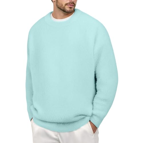 Strickpullover Pullover Rundhals Herren, Einfarbig Regular Fit Herbst Freizeit Elastisch Elegant Winterpullover Sweater Fleecepullover Herren Perfekt für Wanderungen und Outdoor-Abenteuer von Generic