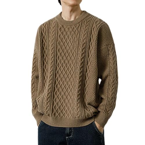 Strickpullover Pullover Rundhals Herren, Langarm Loose Fit Herbst Mode Elastisch Basic Winterpullover Langarmshirt Fleecepullover Strickpullover Herren für Kalte Wintertage von Generic