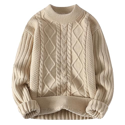 Strickpullover Pullover Rundhals Herren, Langarm Regular Fit Herbst Mode Elastisch Elegant Strickpullover Winterpullover Fleecepullover Herren Perfekt für Wanderungen und Outdoor-Abenteuer von Generic