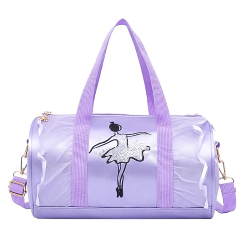 Süße Ballett-Tanztasche für Kinder, Tutu-Kleid, Tanztasche, personalisierte Tasche für Mädchen, Ballerina-Reisetasche Sporthose Damen Mit Taschen (Purple, One Size) von Generic