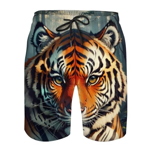 Surf Shorts Herren Herren Shorts 3D Druck Animal Print Beach Shorts Herren Damen 3D-Muster Tiger Shorts S-6XL (Farbe1,5XL) von Generic