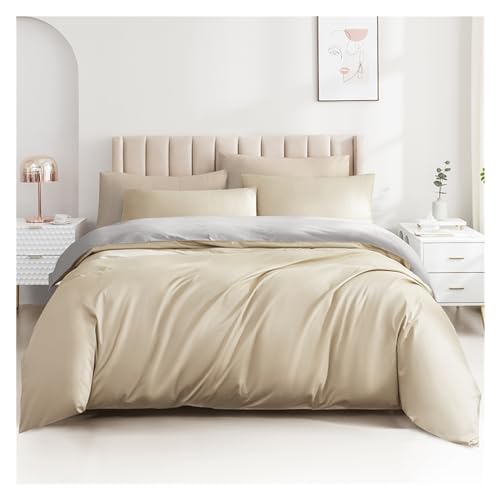 TFBHL Duvet Cover Set Long-Stapel-Baumwoll-Quilt-Abdeckung 4-teiliger Set, einfache Feste Farbe Baumwollfarbe Duplex Frühling und Sommer Bettwäsche Duvet Deckung voll (Farbe: Gold, Größe: 1,8 m-2.0m von Generic