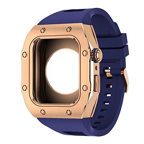 TXCLTS Metal -Hülle Silikonband für Serie 8 7 45mm Modification Mod Kit für IWatch 6 5 4 Se 44mm Gummigurt von Generic