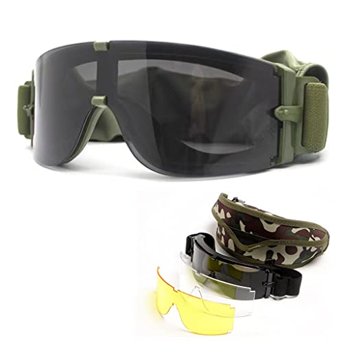 Taktische Airsoft-Brille, Schutzbrille, Armee-Brille, militärischer Augenschutz, Jagdbrille für Schießen, Militär, X800 Brille, Airsoft Paintball UV400 Brille (grün), L von Generic