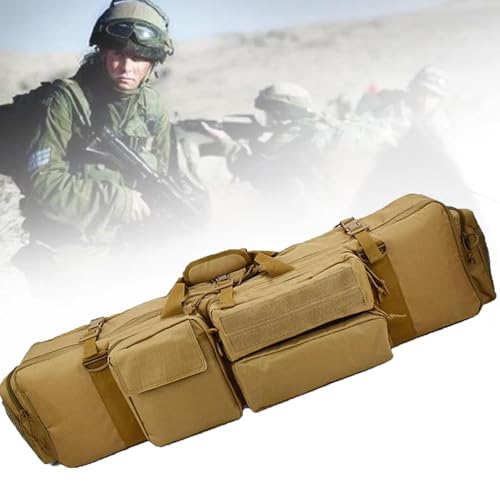 Taktische Doppel Gewehrtasche Waffentasche für Langwaffen, Weich Gepolstertem Schutz mit Justierbarem Schultergurt für Langwaffen Luftgewehr Gewehr Jagd(Khaki) von Generic