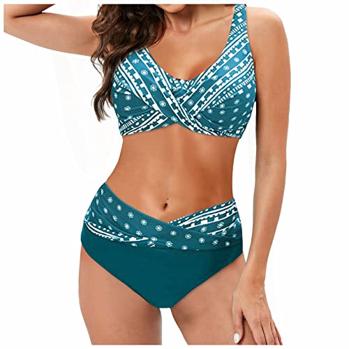 Tankini Damen Bauchweg Bademode Set Bauchweg Push Up Bikini-Sets Sexy Wickel Crossover Bademode Hohe Taille Bikinis Zweiteiliger Mit Boyshort Zweiteiligen Badeanzug von Generic