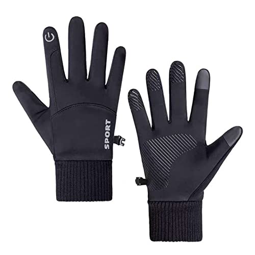 Thermo Handschuhe Herren Damen - Winter Warme Beheizbare Winterhandschuhe FahrradHandschuhe Skihandschuhe, Winddichte Sporthandschuhe für Laufen, Fahren, Radfahren, Wandern (Black, One Size) von Generic