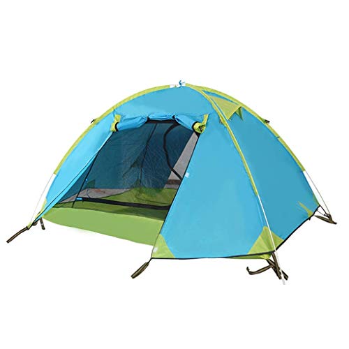 Tragbares Camping-Zelt 1-2 Mann Doppelschicht Wasserdicht 4-Season-Familienzelt Outdoor Automatisches Pop-Up-Zelt, 2 Farben/Blau/a von Generic