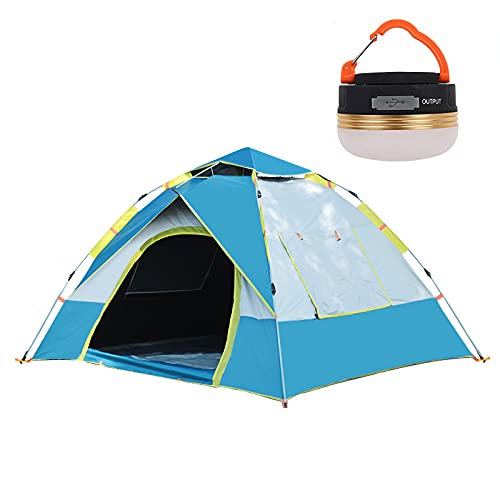 Tragbares Pop-Up-Camping-Zelt 4 Personen Sofort EIN Wasserdof-Familienzelt Mit USB-Outdoor-Campingleuchten Tragbares Reisen-Schutzzelt Tragbar Und Faltbar, 2 Mesh, 2D-Förmige Tür/B/a von Generic