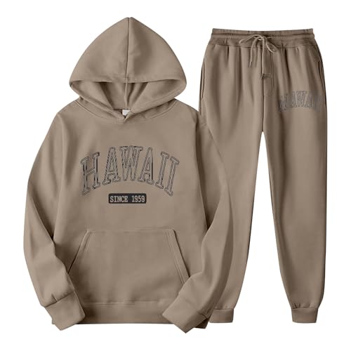 Trainingsanzug Damen Oversize Trainingsanzug, Warmer Kapuzenpullover Cozy Kuschelig Zweiteiler Jogginganzug XXL Lounge Set Musselin Sport Partnerlook Pärchen Kleidung Tracksuit von Generic