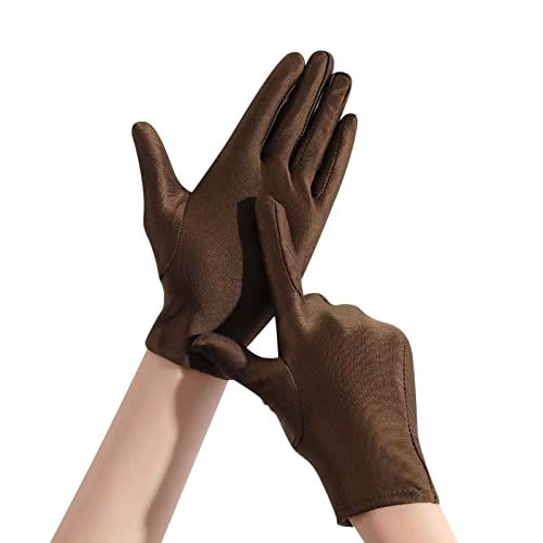 Unisex Ice Sensation Sonnenschutzhandschuhe Ice Silk Outdoor Angeln Reithandschuhe Handschuhe Damen Fell (Coffee, One Size) von Generic