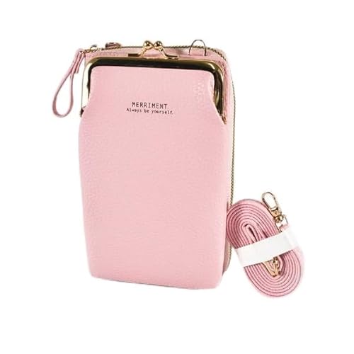 Vielseitige Smartphone-Brieftaschen-Pochette – leicht, 4 Kartenfächer, Münzbörse, 2 Geldscheinfächer – 2-in-1 Umhängetasche, Pink, Cross-Body von Generic