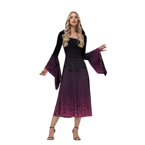 Viktorianisches Kleid Damen Flared Ärmel, Halloween Kleid Damen Mittelalte Kleider Renaissance Dress Piraten Partykleid Barock Freizeitkleider Retro ​​Festlichkleid Vintage Abendkleid von Generic