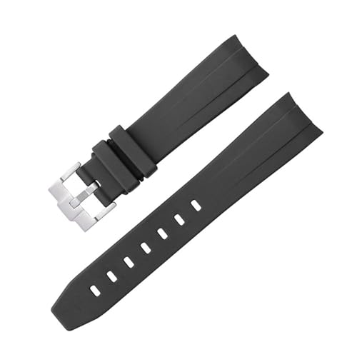 WBDWWTD gebogenes, lückenloses Kautschukarmband für -Uhr, Ersatzband für Herren und Damen, 20 mm, Uhrenarmbänder, Silberne Schnalle, goldene Schnalle, rosafarbene Schnalle, Schwarze Schnalle von Generic