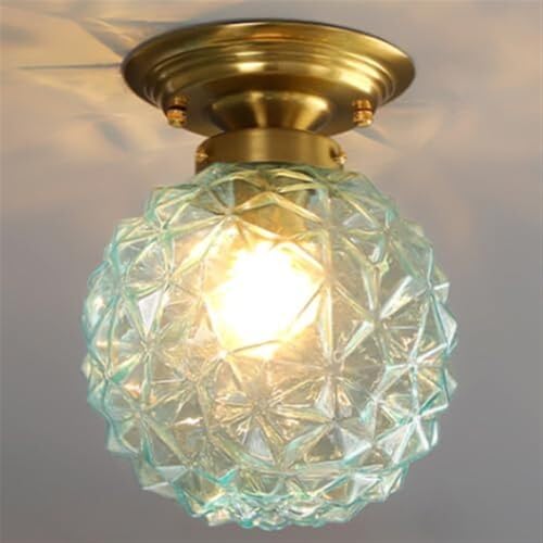 WGFJKI 1-Light Semi Flush Mount E27/E26 Base Ceiling Lamp Indoor Spherical Glass Ceiling Light Nordic Close to Ceiling Light Fixtures Home Entryway Hallway Ceiling Light Fixture(Blue) von Generic