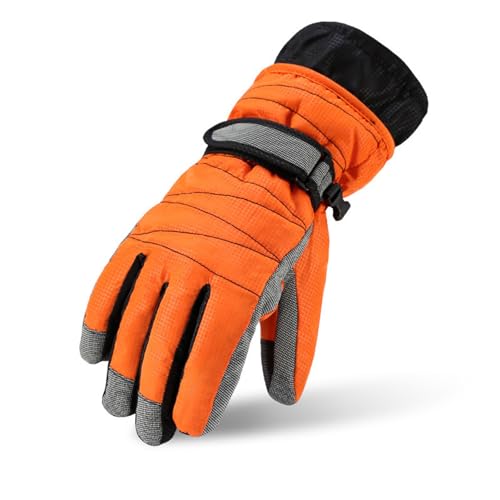 Wasserdichte Thermo-Winterhandschuhe, winddicht, Touchscreen, Laufen, warme Handschuhe, rutschfestes Fleecefutter zum Autofahren, Motorrad, Radfahren, Outdoor-Sport für Damen und Herren, Orange von Generic